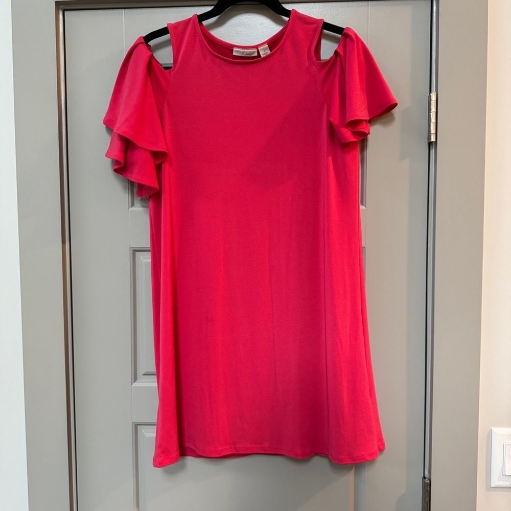 HALOGEN | Pink off the shoulder dress
